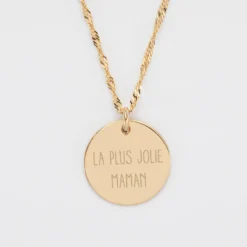 Discount HappyBulle Pendentif personnalisé médaille gravée plaqué or 19 mm Plaqué or 18k