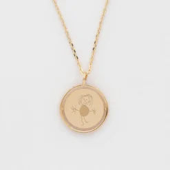 Online HappyBulle Pendentif personnalisé médaille réversible Eternelle gravée plaqué or 18 mm Plaqué or 18k