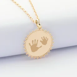 New HappyBulle Pendentif personnalisé médaille soleil gravée plaqué or 20 mm Plaqué or 18k