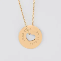 Clearance HappyBulle Pendentif personnalisé médaille gravée plaqué or cible coeur 21 mm Plaqué or 18k