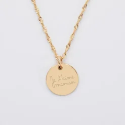 Sale HappyBulle Pendentif personnalisé médaille gravée plaqué or 15 mm Plaqué or 18k