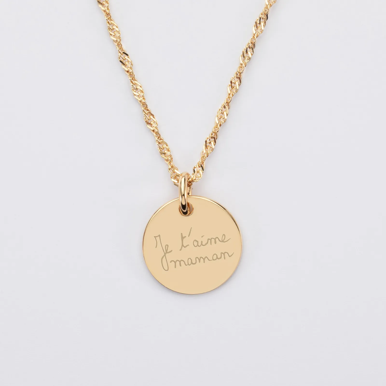 Sale HappyBulle Pendentif personnalisé médaille gravée plaqué or 15 mm Plaqué or 18k