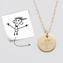 Sale HappyBulle Pendentif personnalisé médaille gravée plaqué or 15 mm Plaqué or 18k