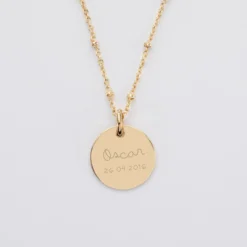 Sale HappyBulle Pendentif personnalisé médaille gravée plaqué or 15 mm Plaqué or 18k