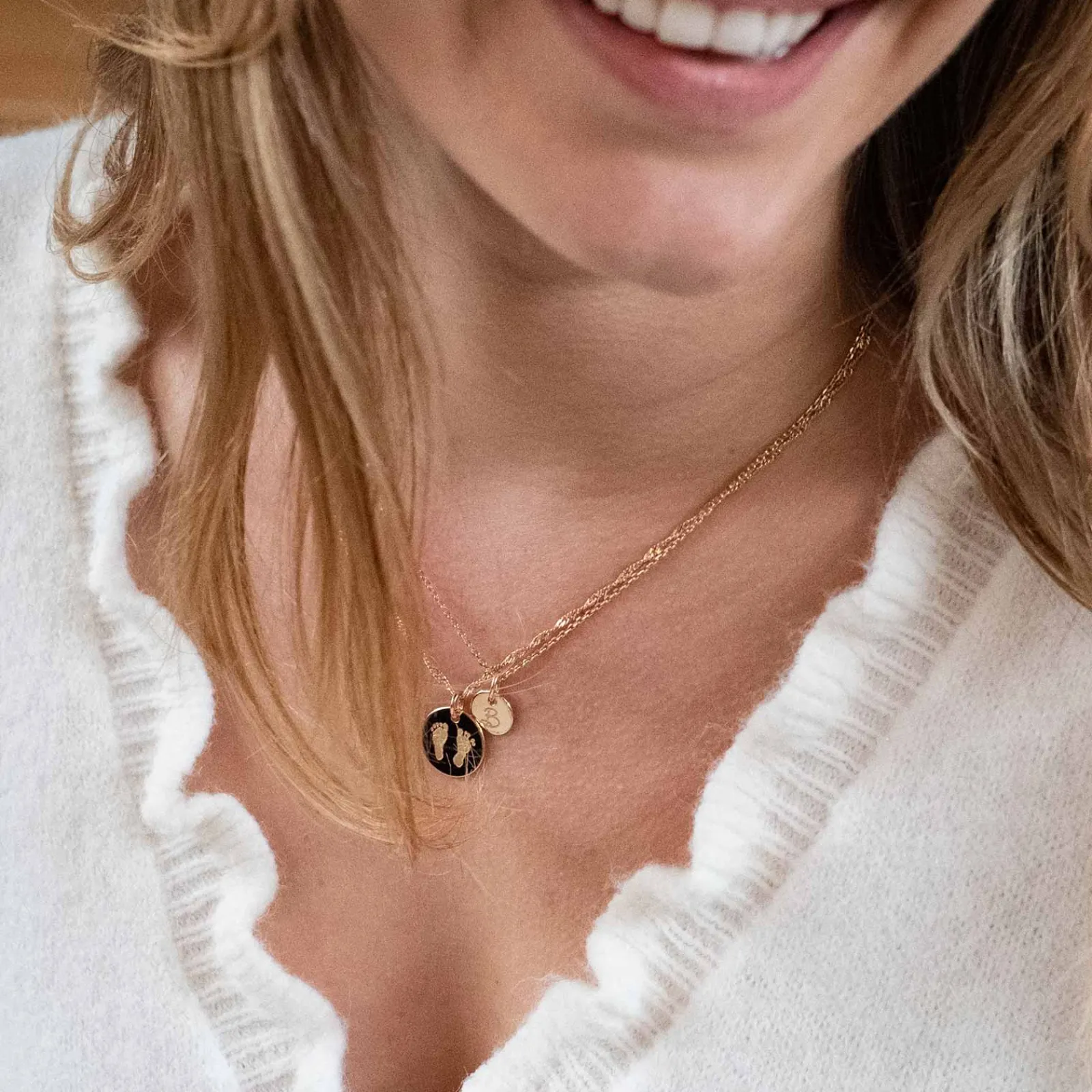 Sale HappyBulle Pendentif personnalisé médaille gravée plaqué or 15 mm Plaqué or 18k