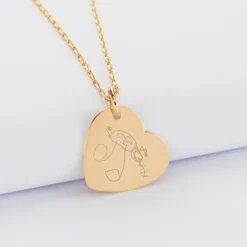 Outlet HappyBulle Pendentif personnalisé médaille gravée plaqué or coeur 19x21 mm Plaqué or 18k