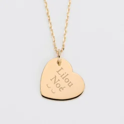 Outlet HappyBulle Pendentif personnalisé médaille gravée plaqué or coeur 19x21 mm Plaqué or 18k
