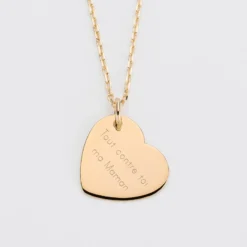 Outlet HappyBulle Pendentif personnalisé médaille gravée plaqué or coeur 19x21 mm Plaqué or 18k