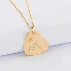 Outlet HappyBulle Pendentif personnalisé médaille gravée plaqué or coeur 19x21 mm Plaqué or 18k