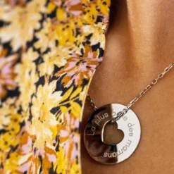 Online HappyBulle Pendentif personnalisé médaille argent gravée cible coeur 21 mm Argent rhodié 925