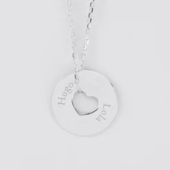 Online HappyBulle Pendentif personnalisé médaille argent gravée cible coeur 21 mm Argent rhodié 925
