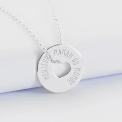 Online HappyBulle Pendentif personnalisé médaille argent gravée cible coeur 21 mm Argent rhodié 925
