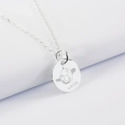 New HappyBulle Pendentif personnalisé médaille gravée argent 15 mm Argent rhodié 925