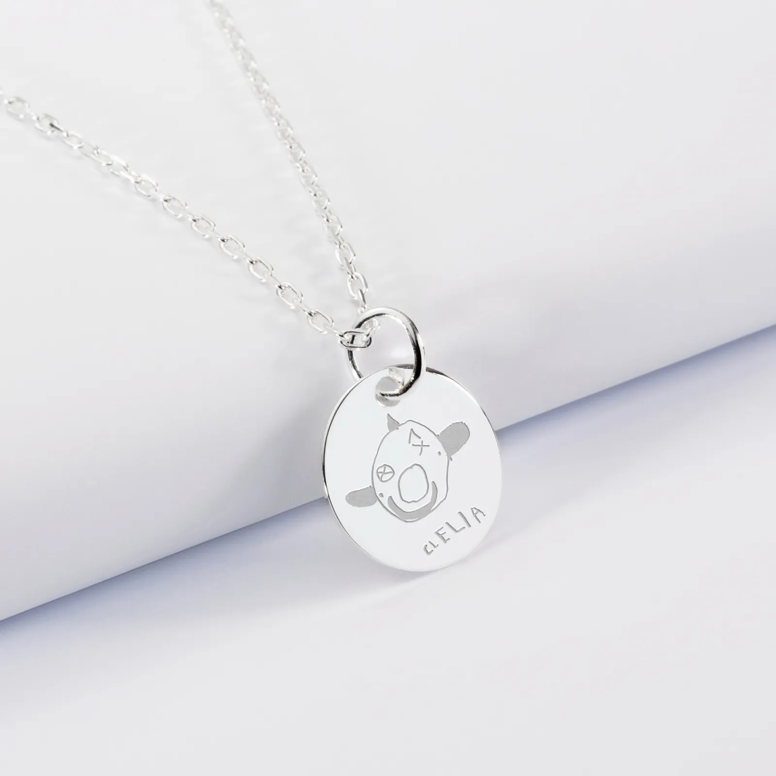 New HappyBulle Pendentif personnalisé médaille gravée argent 15 mm Argent rhodié 925
