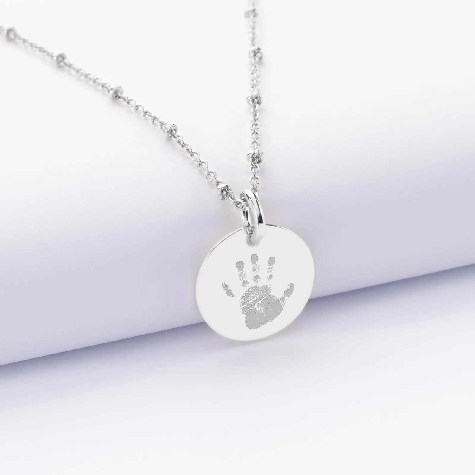 New HappyBulle Pendentif personnalisé médaille gravée argent 15 mm Argent rhodié 925