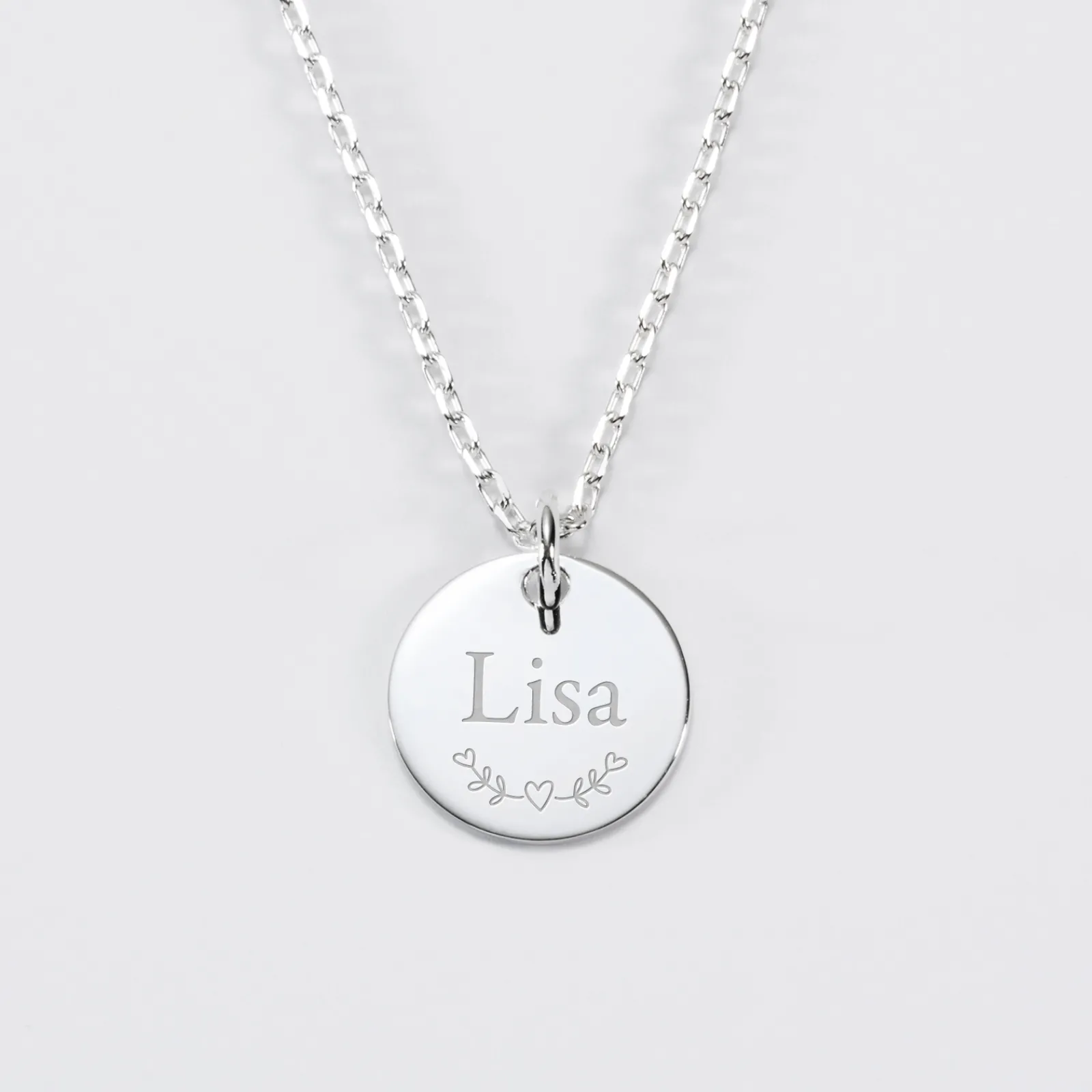 New HappyBulle Pendentif personnalisé médaille gravée argent 15 mm Argent rhodié 925
