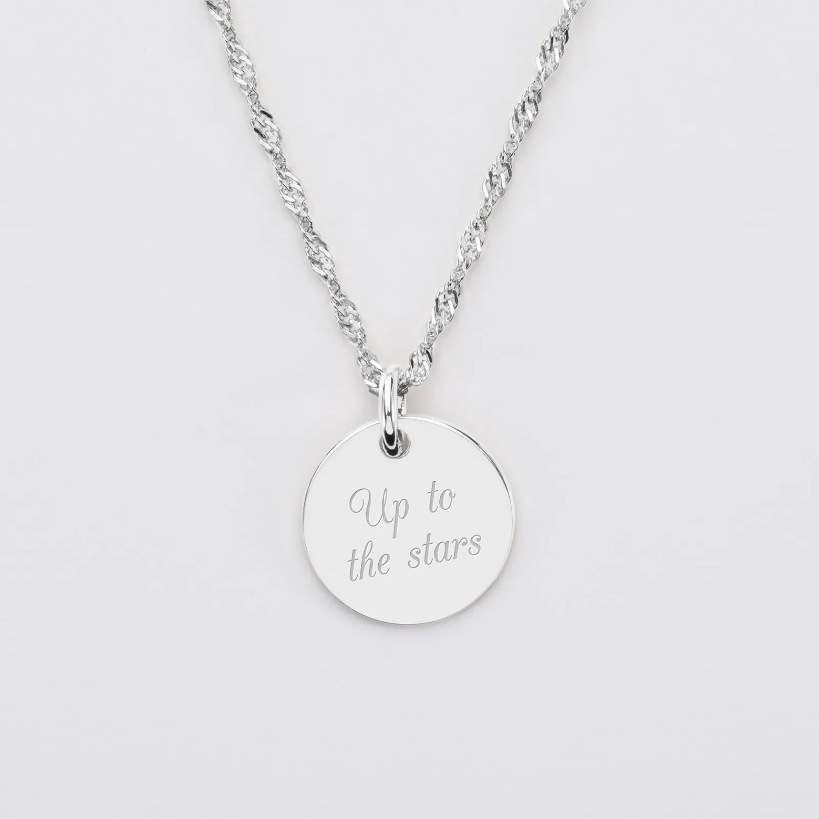 New HappyBulle Pendentif personnalisé médaille gravée argent 15 mm Argent rhodié 925