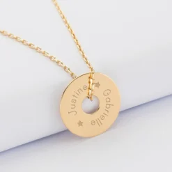 Online HappyBulle Pendentif personnalisé médaille gravée plaqué or cible 20mm Plaqué or 18k