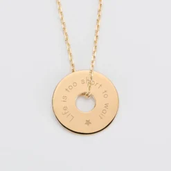 Online HappyBulle Pendentif personnalisé médaille gravée plaqué or cible 20mm Plaqué or 18k