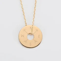 Online HappyBulle Pendentif personnalisé médaille gravée plaqué or cible 20mm Plaqué or 18k