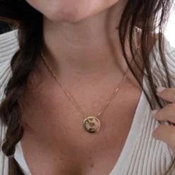 Online HappyBulle Pendentif personnalisé médaille gravée plaqué or cible 20mm Plaqué or 18k