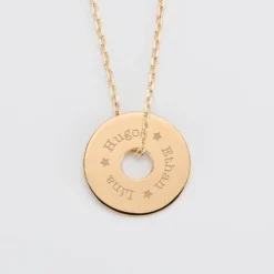 Online HappyBulle Pendentif personnalisé médaille gravée plaqué or cible 20mm Plaqué or 18k