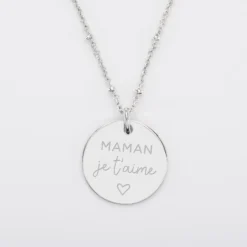 Outlet HappyBulle Pendentif personnalisé médaille gravée argent 19 mm Argent rhodié 925