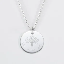 Clearance HappyBulle Pendentif personnalisé médaille gravée argent 19 mm - Edition spéciale Arbre de Vie Argent rhodié 925