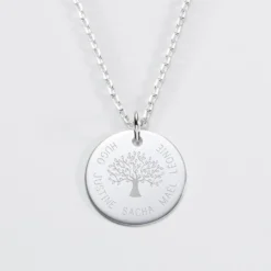 Clearance HappyBulle Pendentif personnalisé médaille gravée argent 19 mm - Edition spéciale Arbre de Vie Argent rhodié 925