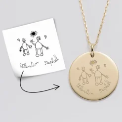 HappyBulle Pendentif personnalisé médaille gravée plaqué or 27 mm Plaqué or 18k