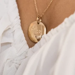 Online HappyBulle Pendentif personnalisé médaille bombée gravée plaqué or 20 mm Plaqué or 18k