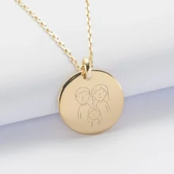 Online HappyBulle Pendentif personnalisé médaille bombée gravée plaqué or 20 mm Plaqué or 18k