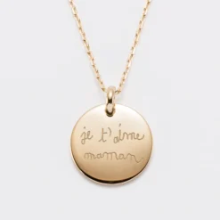 Online HappyBulle Pendentif personnalisé médaille bombée gravée plaqué or 20 mm Plaqué or 18k