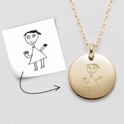 Online HappyBulle Pendentif personnalisé médaille bombée gravée plaqué or 20 mm Plaqué or 18k