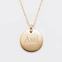 Online HappyBulle Pendentif personnalisé médaille bombée gravée plaqué or 20 mm Plaqué or 18k