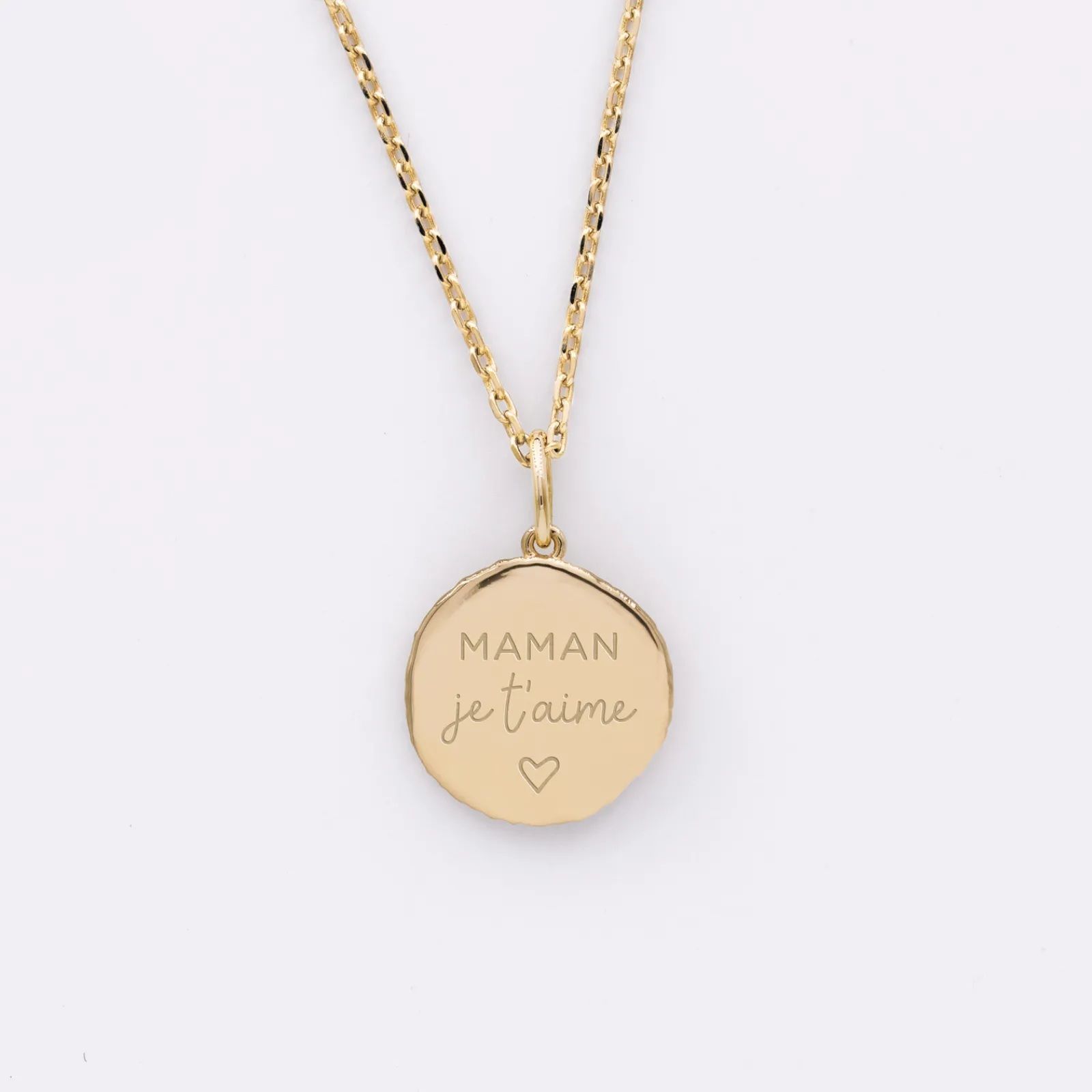 New HappyBulle Pendentif personnalisé médaille gravée plaqué or rose des vents texturée 14 mm Plaqué or 18k