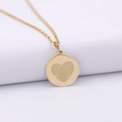 New HappyBulle Pendentif personnalisé médaille gravée plaqué or rose des vents texturée 14 mm Plaqué or 18k