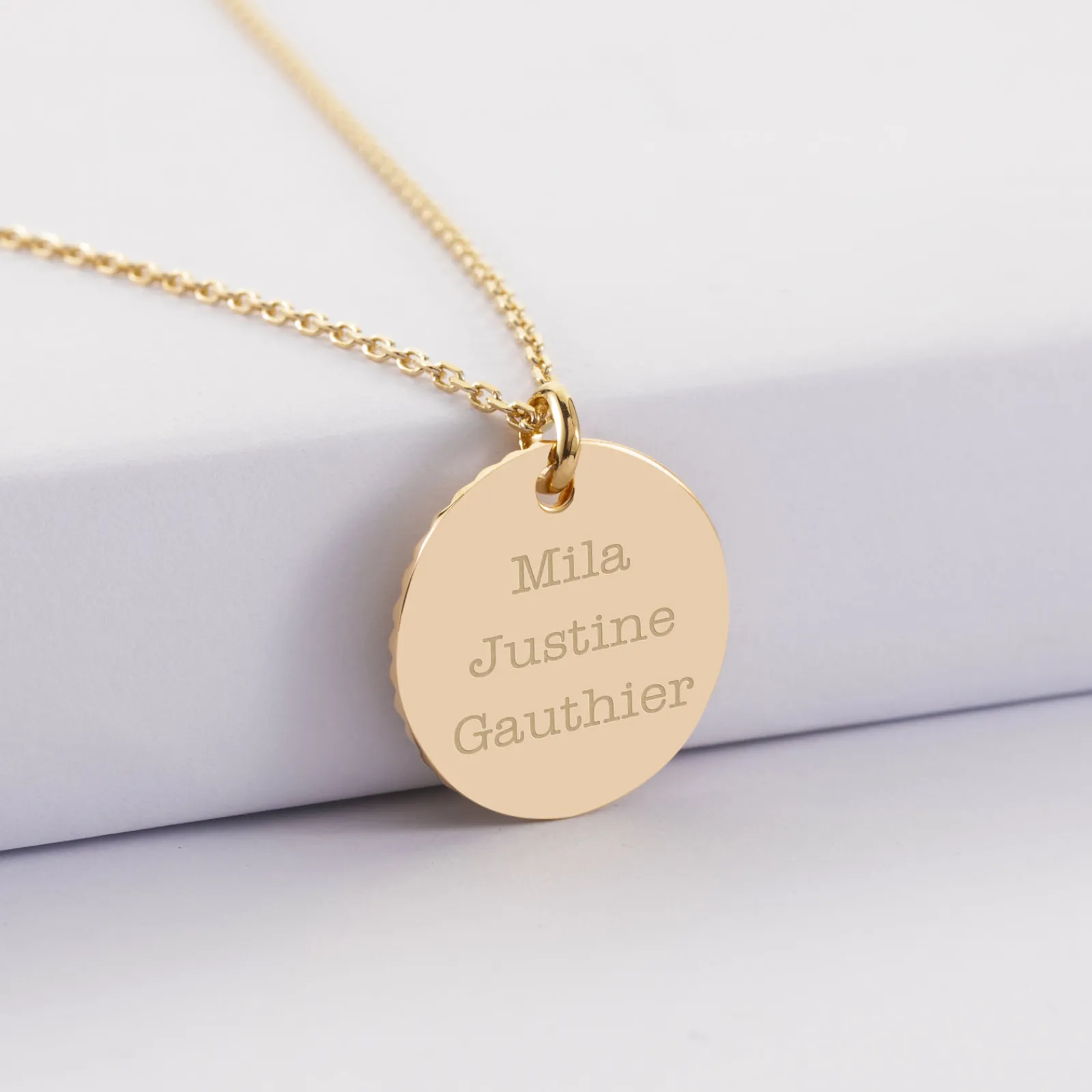 Hot HappyBulle Pendentif personnalisé médaille soleil coeur bombé gravée plaqué or 19 mm Plaqué or 18k
