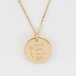 Hot HappyBulle Pendentif personnalisé médaille soleil coeur bombé gravée plaqué or 19 mm Plaqué or 18k