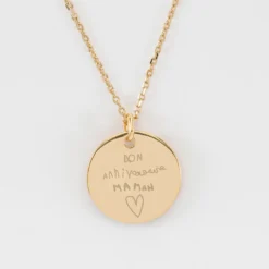 Hot HappyBulle Pendentif personnalisé médaille soleil coeur bombé gravée plaqué or 19 mm Plaqué or 18k
