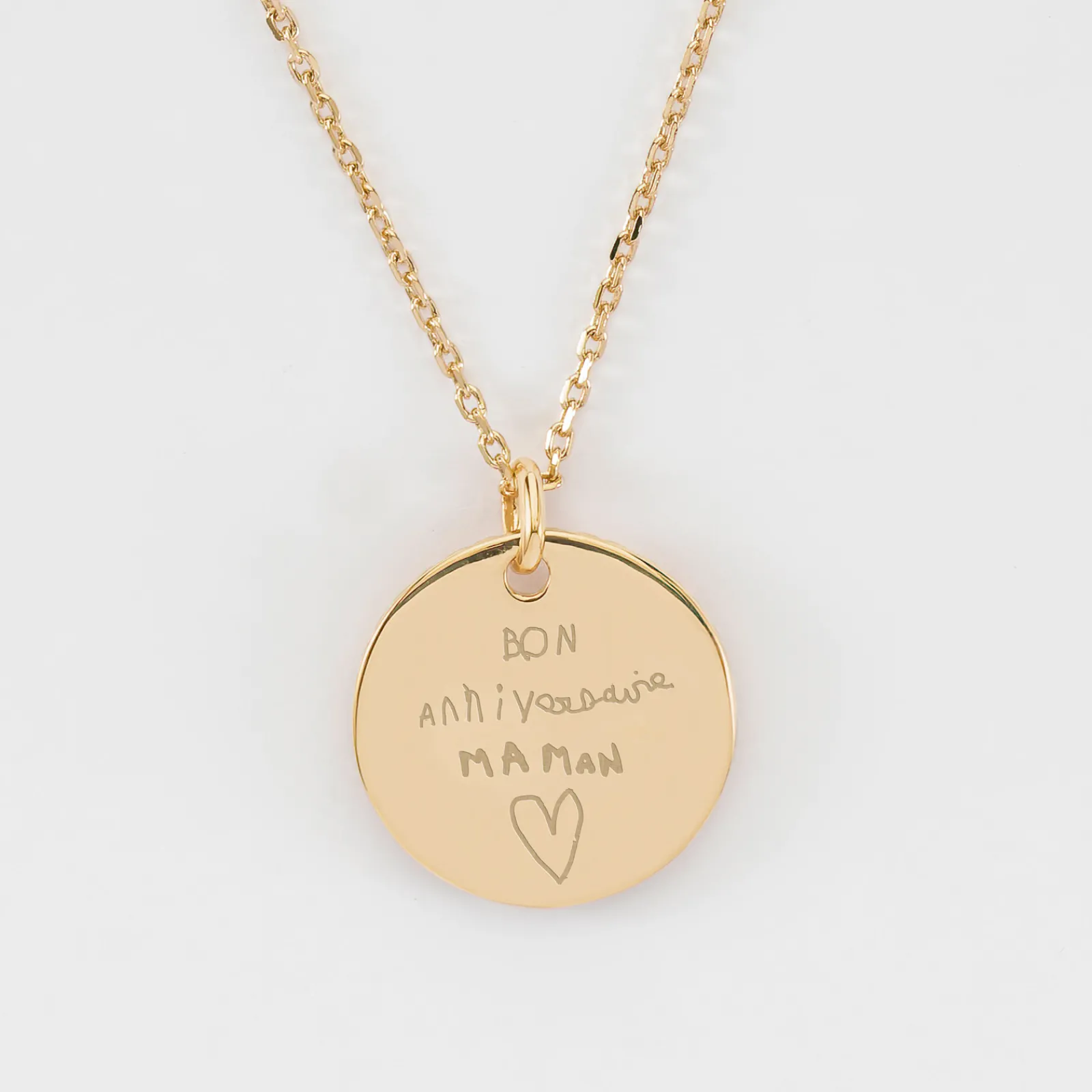 Hot HappyBulle Pendentif personnalisé médaille soleil coeur bombé gravée plaqué or 19 mm Plaqué or 18k