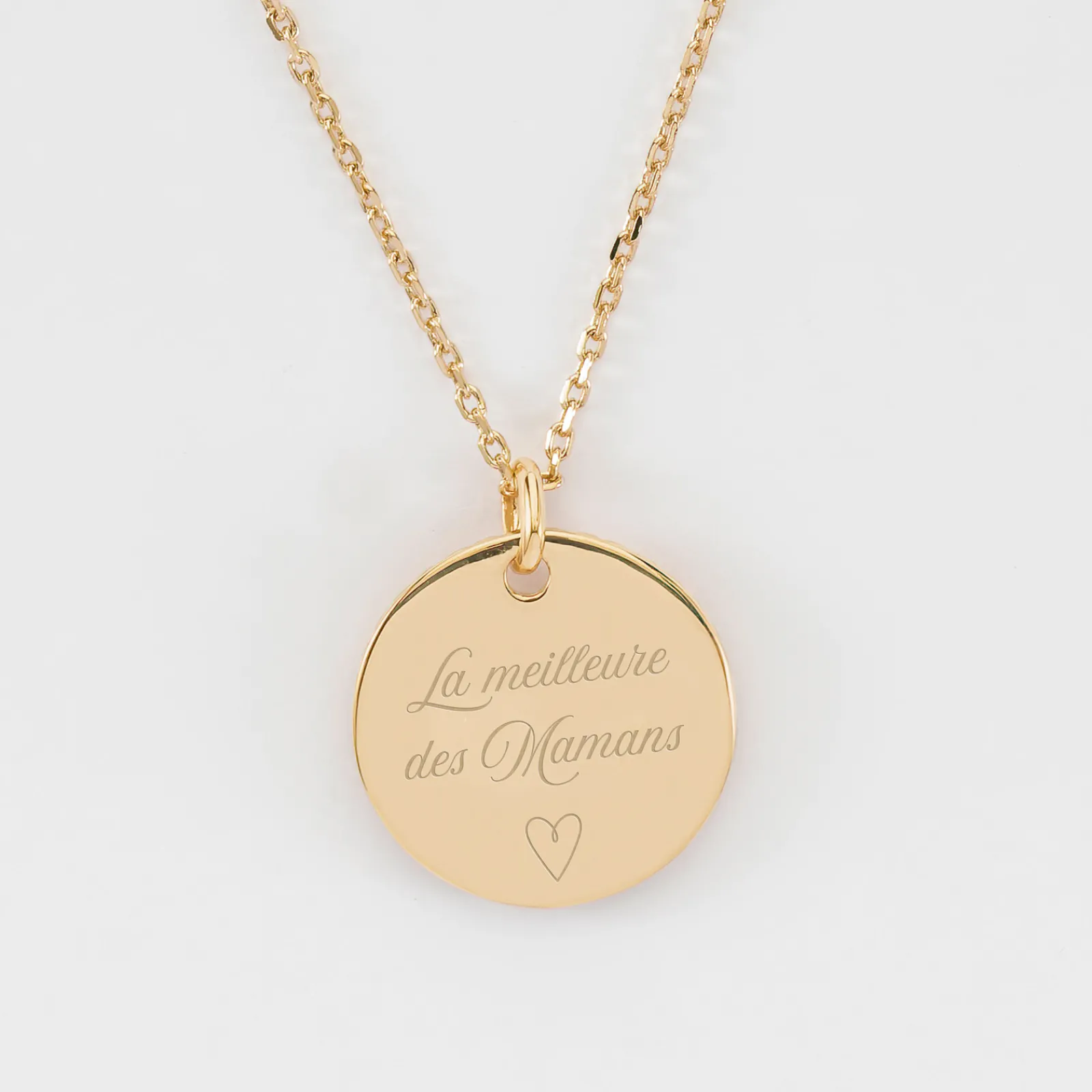 Hot HappyBulle Pendentif personnalisé médaille soleil coeur bombé gravée plaqué or 19 mm Plaqué or 18k