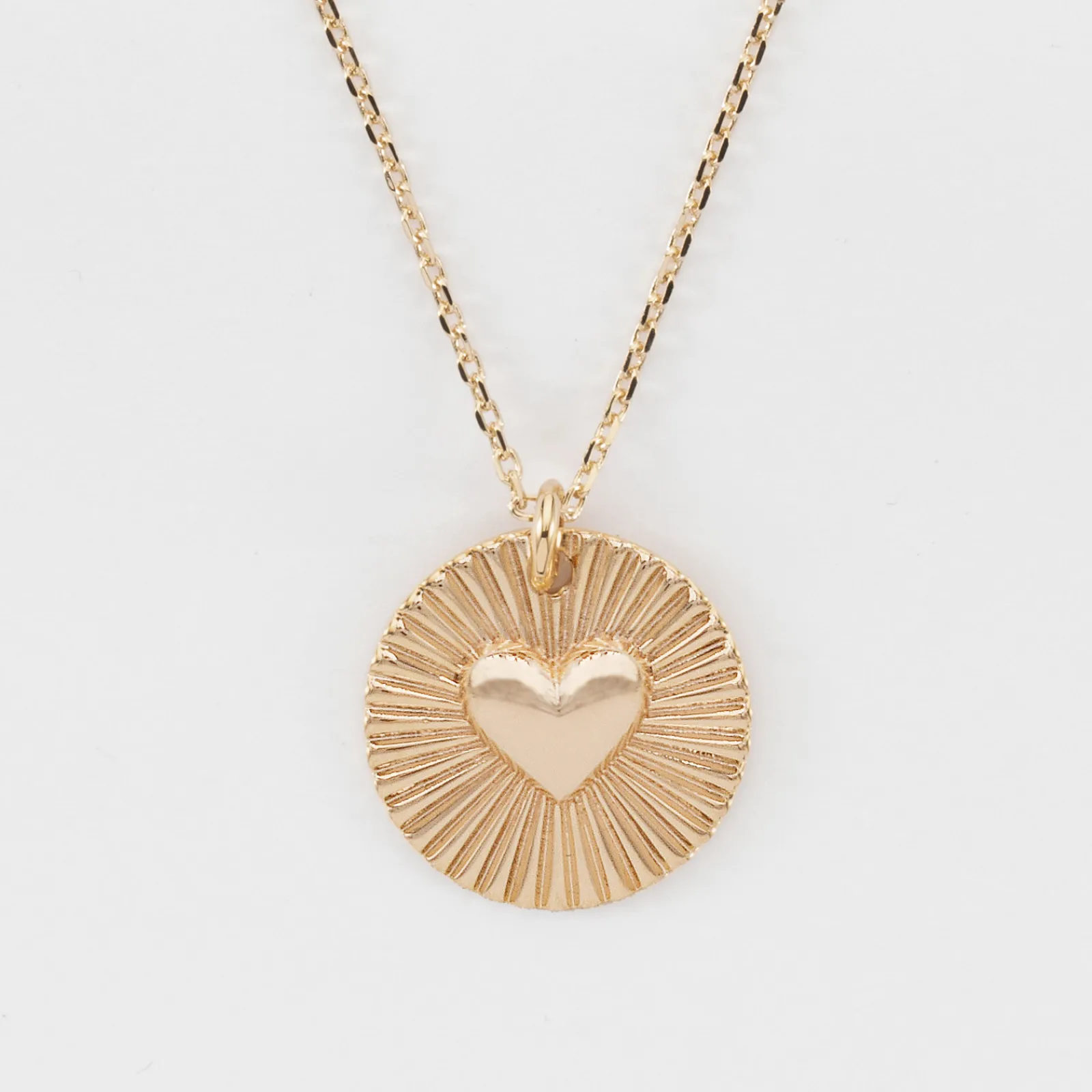 Hot HappyBulle Pendentif personnalisé médaille soleil coeur bombé gravée plaqué or 19 mm Plaqué or 18k