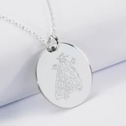 HappyBulle Pendentif personnalisé médaille gravée argent 27 mm Argent rhodié 925