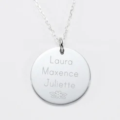 HappyBulle Pendentif personnalisé médaille gravée argent 27 mm Argent rhodié 925