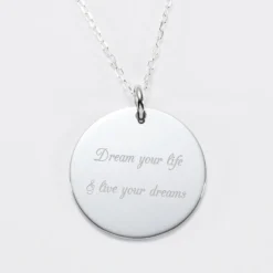HappyBulle Pendentif personnalisé médaille gravée argent 27 mm Argent rhodié 925