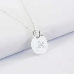 Hot HappyBulle Pendentif personnalisé médaille gravée argent 15 mm - édition spéciale "Alphabet floral" Argent rhodié 925