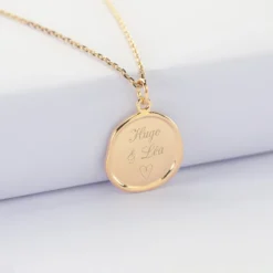 Discount HappyBulle Pendentif personnalisé médaille cachet gravée plaqué or 17 mm
