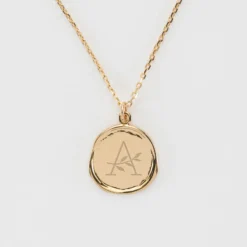 Discount HappyBulle Pendentif personnalisé médaille cachet gravée plaqué or 17 mm