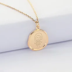 Discount HappyBulle Pendentif personnalisé médaille cachet gravée plaqué or 17 mm